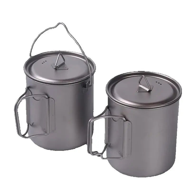Load image into Gallery viewer, Titanium Camping Cup Pot | 450ml 550ml 650ml 750ml | Ultralight Folding Handle Ti Cook Cup
