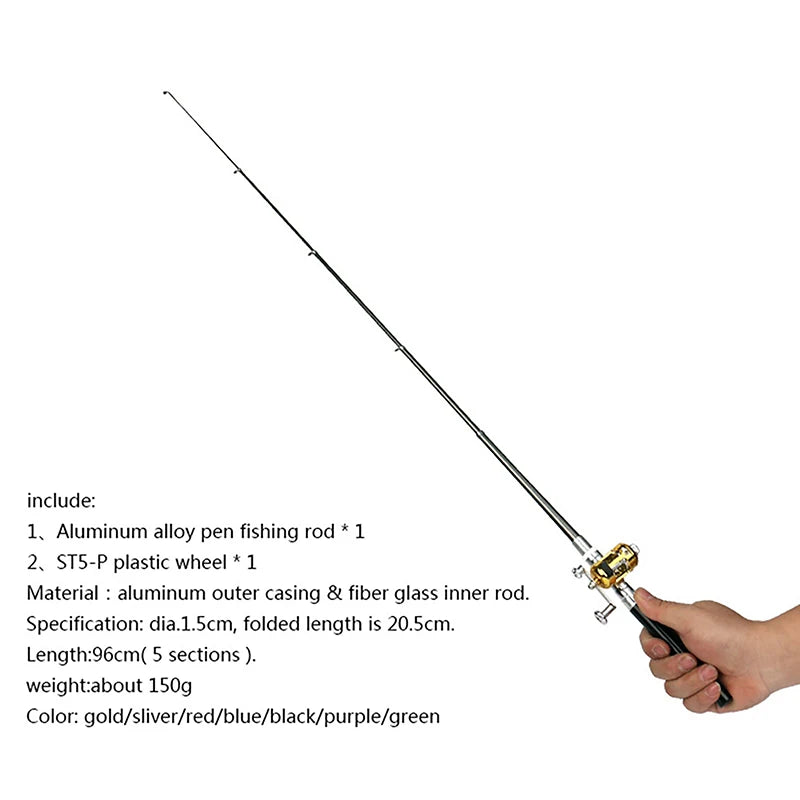 Load image into Gallery viewer, Portable Pen Fishing Rod With Reel Wheel Ultralight Telescopic Fishing Pole Mini Travel Pocket Rod Set Fishing Accessories
