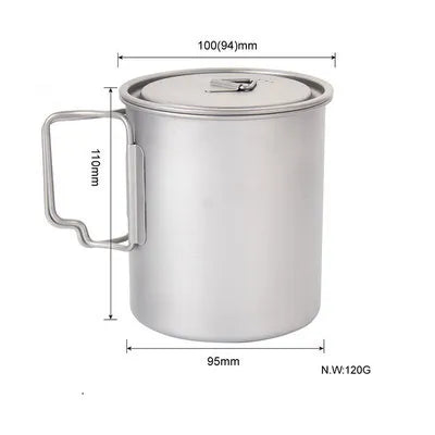 Load image into Gallery viewer, Titanium Camping Cup Pot | 450ml 550ml 650ml 750ml | Ultralight Folding Handle Ti Cook Cup
