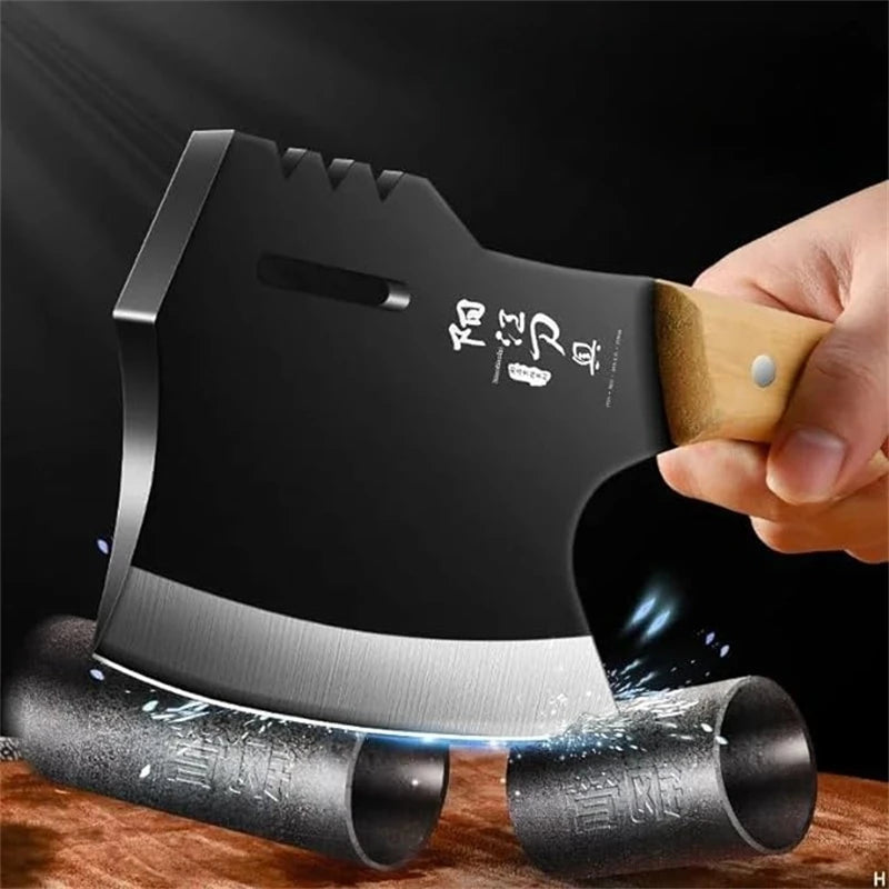 Load image into Gallery viewer, High Hardness Thickened Bone Chopping Axe for Butchers Kitchen Knife Black Wood Handle Forged Forged Bone Chopping Knife
