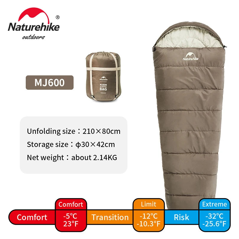 Load image into Gallery viewer, Naturehike Sleeping Bag MJ300 -1℃ Lightweight MJ600 -12℃ Mummy Sleeping Bag Outdoor Camping Cotton Winter Sleeping Bag
