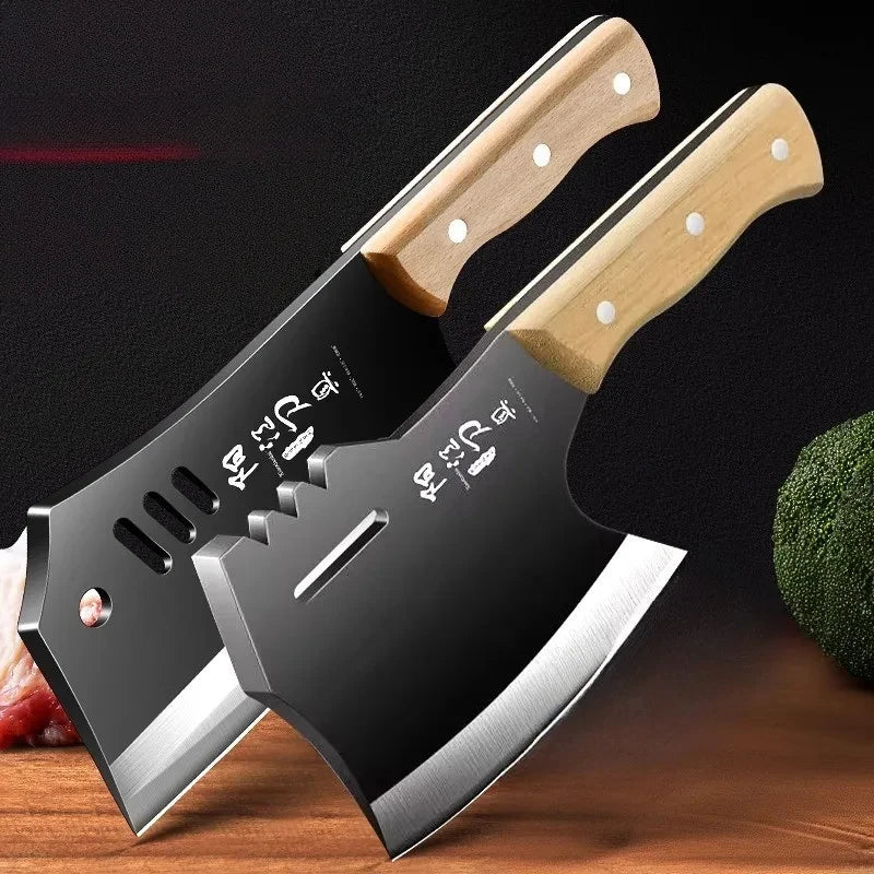 Load image into Gallery viewer, High Hardness Thickened Bone Chopping Axe for Butchers Kitchen Knife Black Wood Handle Forged Forged Bone Chopping Knife
