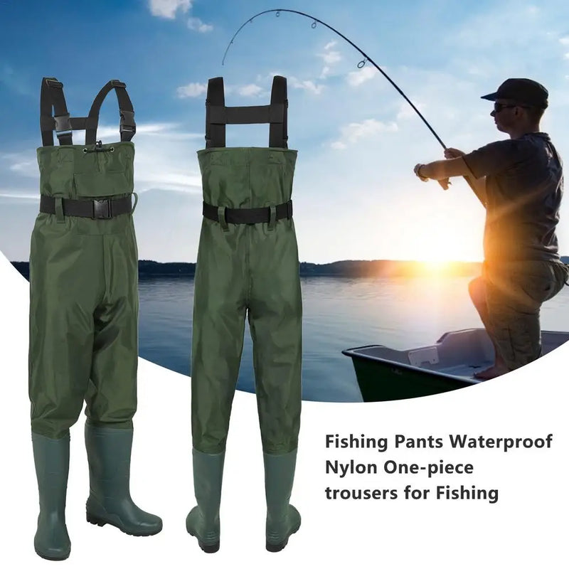 Load image into Gallery viewer, Fishing Jumpsuit Waders Hunting Suit Nylon Half-length Wading Pants Waterproof Hunting Wader Fishing Overalls With Boots
