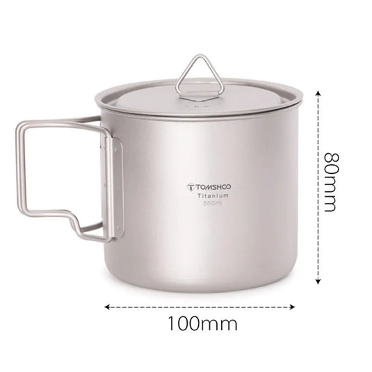Titanium Camping Cup Mug Set | 450ml & 750ml Ultralight Outdoor Cup | Foldable Handle Camp Mug