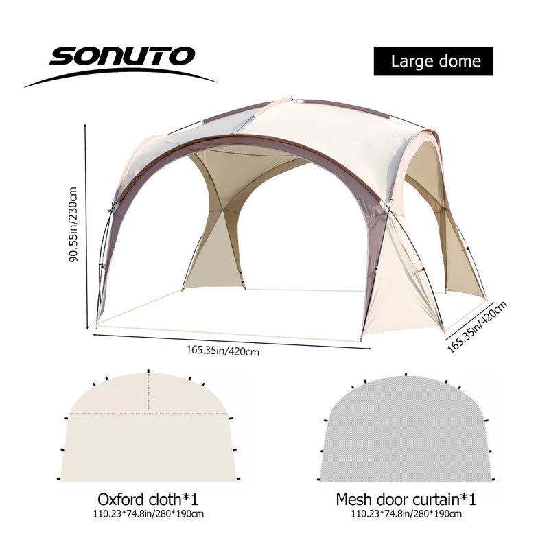 Load image into Gallery viewer, Sonuto Dome Canopy Large Tent – All-Season Sun Shelter with Rainproof Pavilion Design
