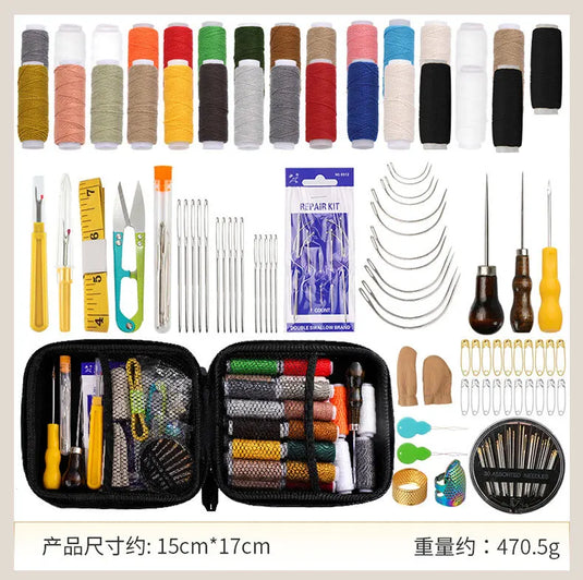 Handicraft DIY Thread Awl Big Eye Needle Combination Hand Sewing Kit Leather Set Sewing Tools Travel Ladies Scissors G18-7