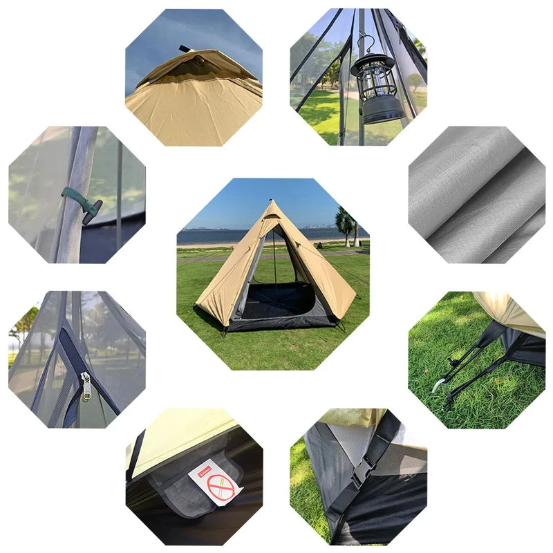 Load image into Gallery viewer, Ultralight Pyramid 4-Person Camping Tent – Teepee Design for Family Hiking &amp; Outdoor Comfort
