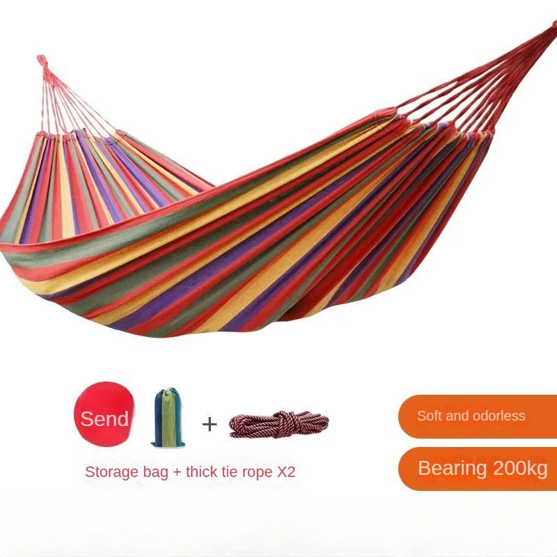 Load image into Gallery viewer, Striped Canvas Hammock – Single &amp; Double Sizes for Outdoor &amp; Indoor Use
