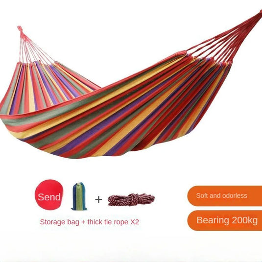 Striped Canvas Hammock – Single & Double Sizes for Outdoor & Indoor Use