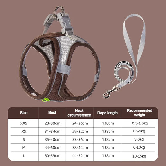 Adjustable Harness Set Soft, Reflective Control for Small Dogs & Cats