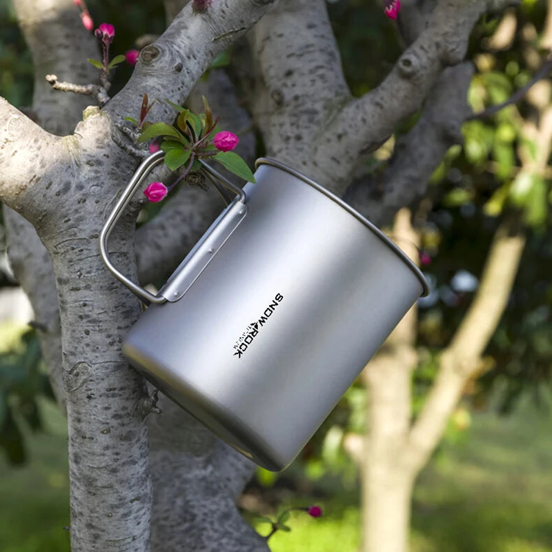 Load image into Gallery viewer, Camping Mug Titanium Cup | 450ml Tourist Tableware Picnic Utensils Outdoor Kitchen
