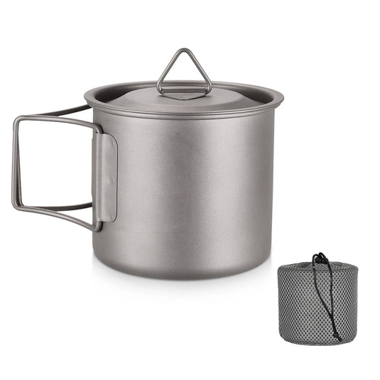 Ultralight Titanium Camp Mug | 300ml–750ml Foldable Handle Cup | Outdoor Camping Picnic Drinkware