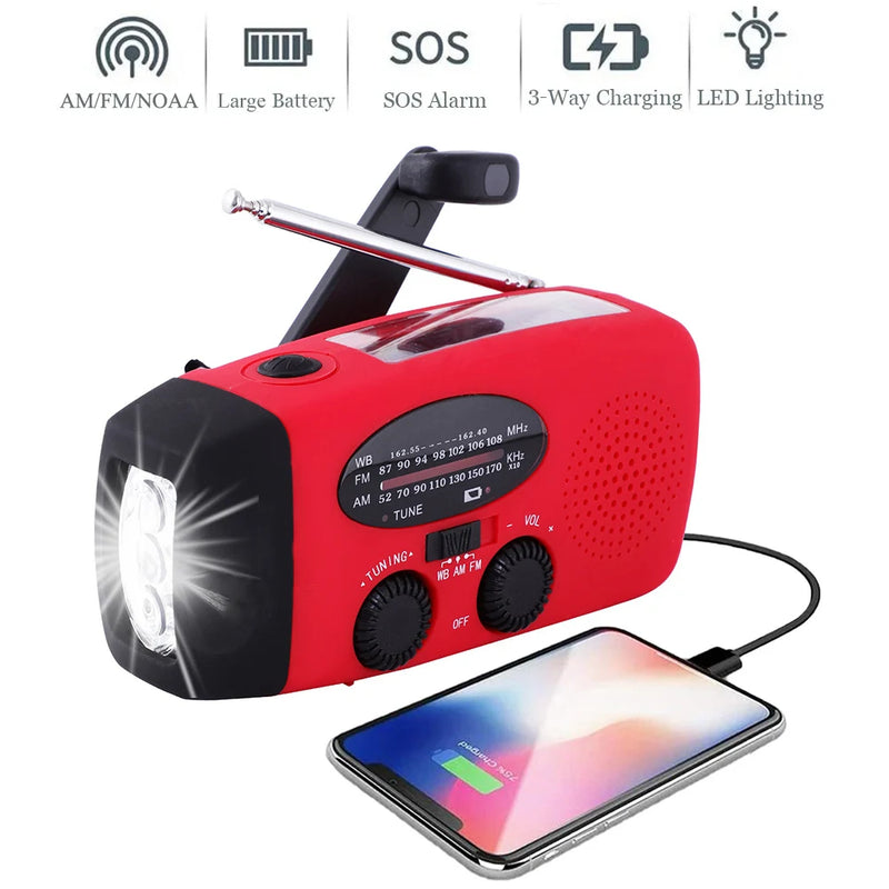 Load image into Gallery viewer, Solar Hand Crank Emergency Radio &amp; Flashlight | 2000mAh AM/FM/NOAA Weather Radio | Camping Light
