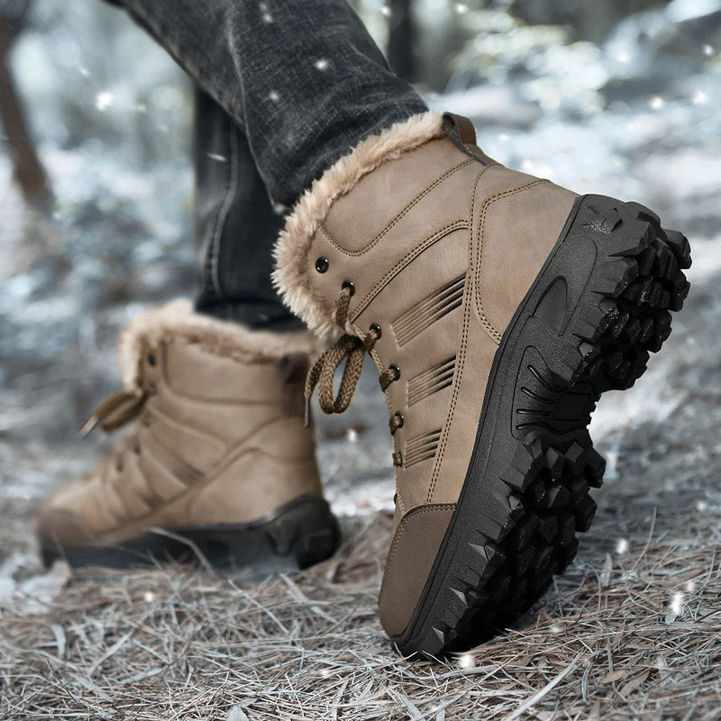 Load image into Gallery viewer, HIKEUP Winter Boots Men Cotton Shoes High Top Snow Boots Outdoor Hiking Shoes Men Waterproof Combat Military Boots Plus Size
