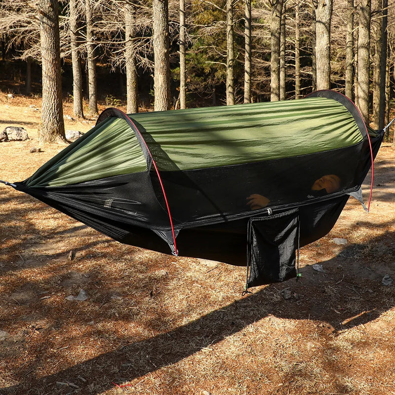 Load image into Gallery viewer, 3-in-1 Outdoor Hammock with Mosquito Net – Travel, Tent &amp; Swing Combo
