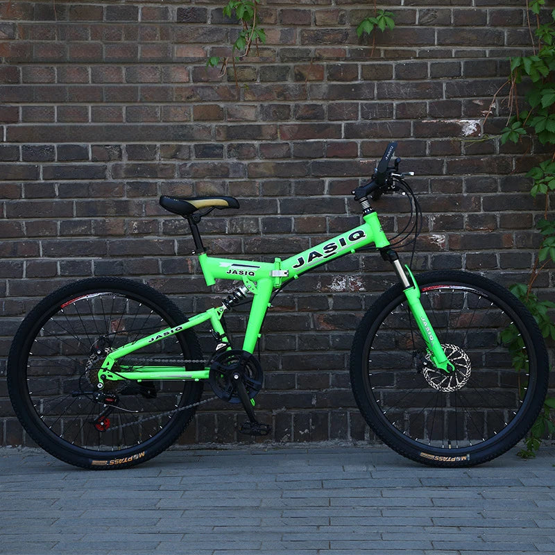 Load image into Gallery viewer, 21-Speed Folding Mountain Bike – Dual Suspension Geared Bicycle
