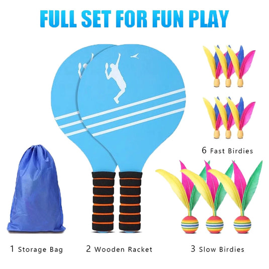All-Ages Wooden Badminton Set for Outdoor Fun & Family Bonding