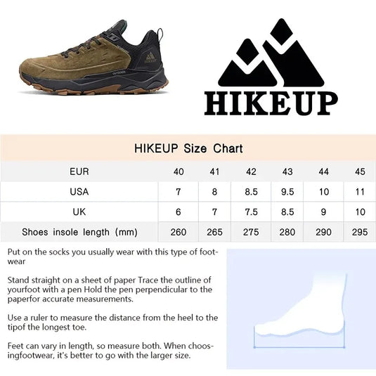 HIKEUP Pro-Traction Men's Hiking Shoes Rugged Outdoor Performance
