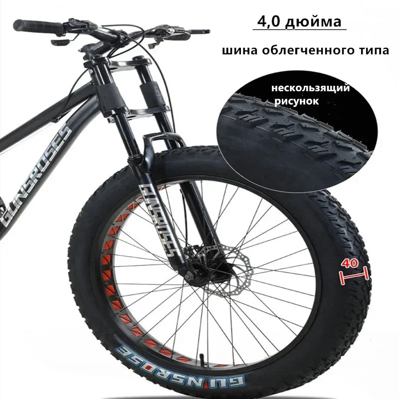 Load image into Gallery viewer, 24/26-Inch 4.0 Fat Tire Full Suspension Mountain Bike – Soft-Tail Frame, 27-Speed, Dual Disc Brake, Snow &amp; Beach Ready

