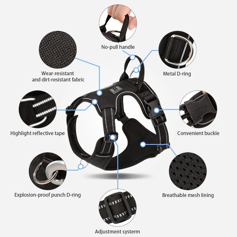 Load image into Gallery viewer, Personalized No-Pull Reflective Dog Harness
