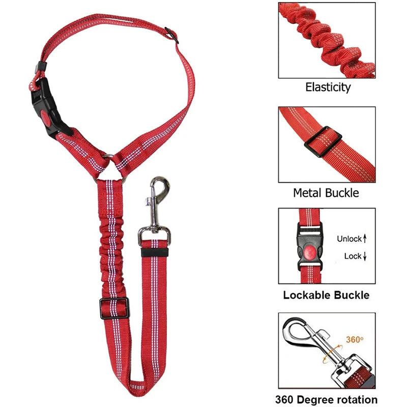 Load image into Gallery viewer, 2-in-1 Reflective Pet Harness &amp; Car Seat Belt Shock-Absorbing Travel Leash for Dogs and Cats
