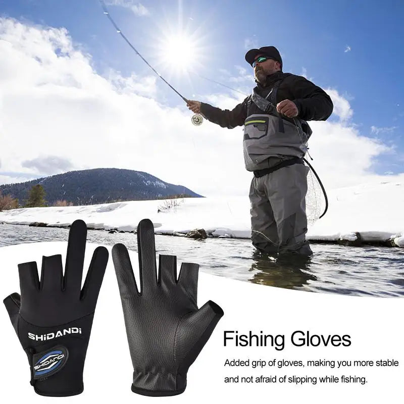 Load image into Gallery viewer, Anti Slip Fishing Gloves 3 Finger Fishing Catching Gloves Cold Weather Fishing Gloves Cold Weather Hunting Gear For Boating
