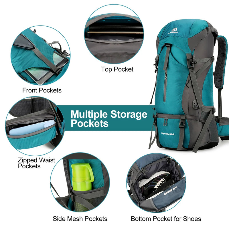 Load image into Gallery viewer, 70L Waterproof Hiking Backpack | Camping Climbing Mountaineering Rucksack | Trekking Travel Bag
