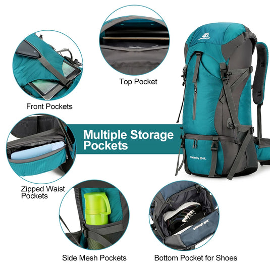 70L Waterproof Hiking Backpack | Camping Climbing Mountaineering Rucksack | Trekking Travel Bag