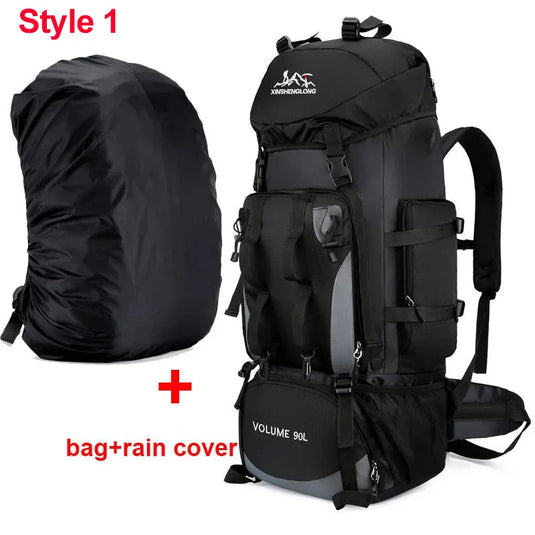 90L Hiking Camping Backpack with Rain Cover | Waterproof Trekking Rucksack | Large Climbing Travel Bag