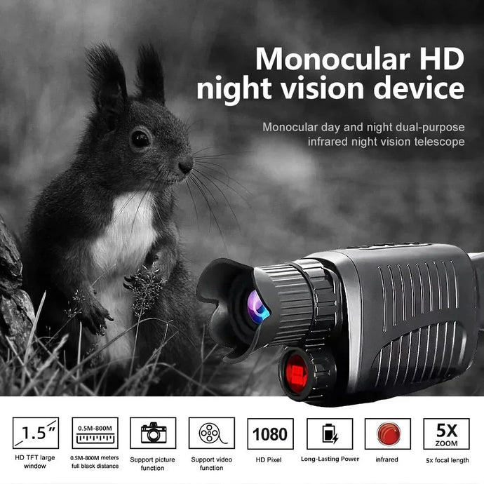 Monocular Night Vision Device 1080P HD Infrared 5X Digital Zoom Hunting Telescope Outdoor Day Night Dual Use 100% Darkness 800m