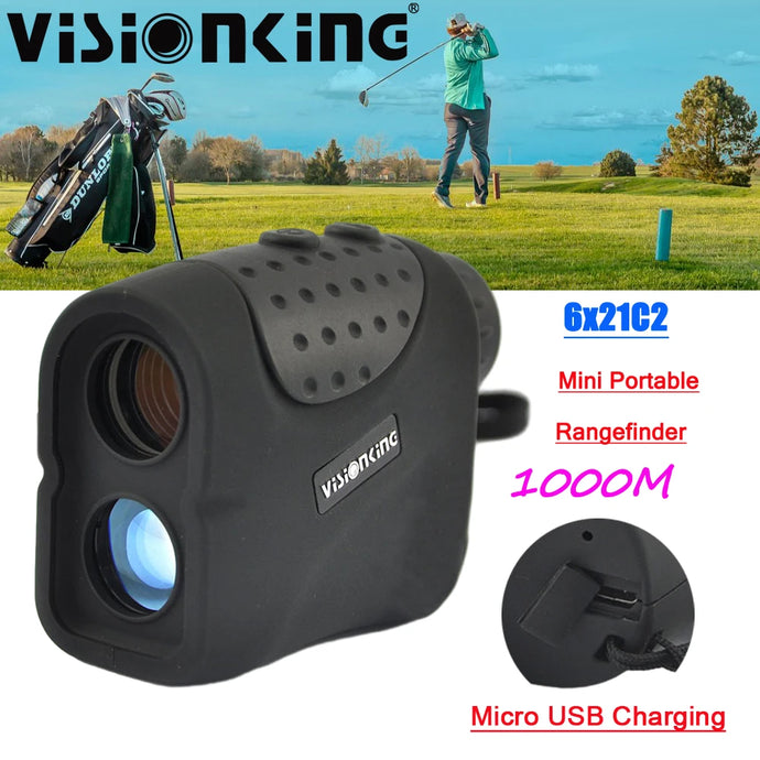 Visionking Portable 6x21 Laser Rangefinder LCD FMC 1000M Metre Distance Outdoor Golf With Flag-Lock Survey Telemeter Telescope