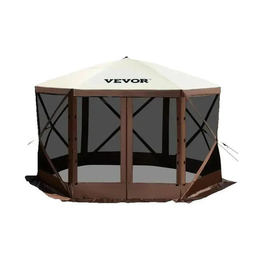 Hexagonal screen tent with Vevor branding on a white background