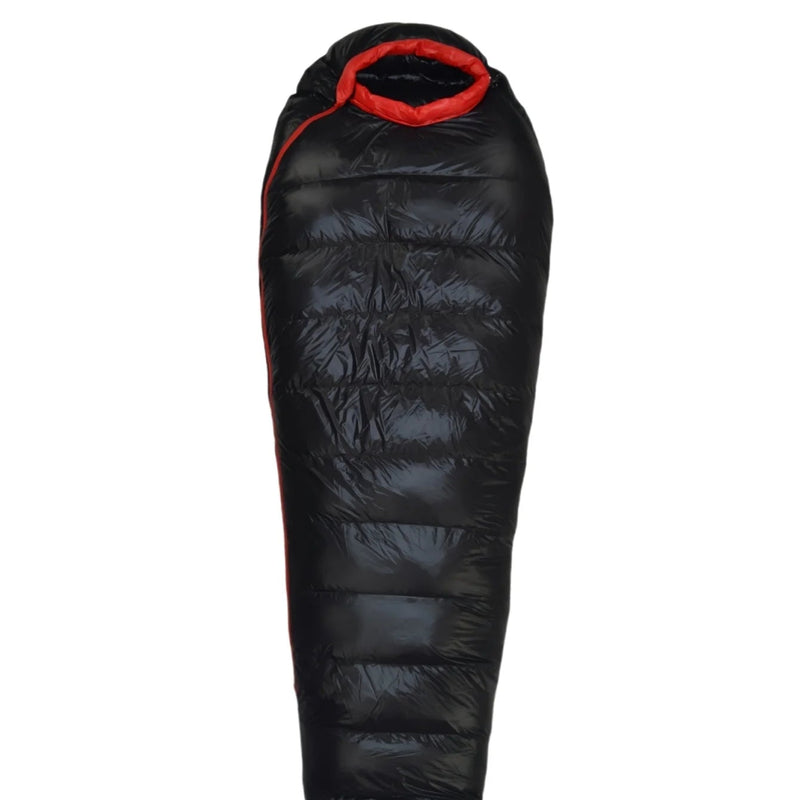 Load image into Gallery viewer, Black sleeping bag with red top | The Rugged Yuppie
