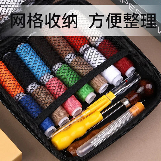 Handicraft DIY Thread Awl Big Eye Needle Combination Hand Sewing Kit Leather Set Sewing Tools Travel Ladies Scissors G18-7