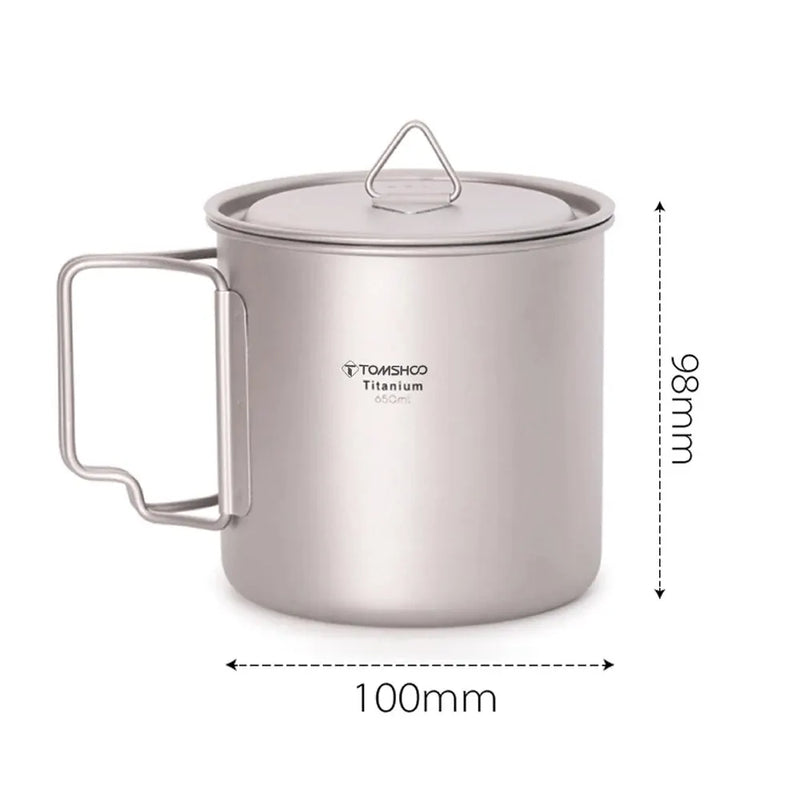 Load image into Gallery viewer, Titanium Camping Cup Mug Set | 450ml &amp; 750ml Ultralight Outdoor Cup | Foldable Handle Camp Mug
