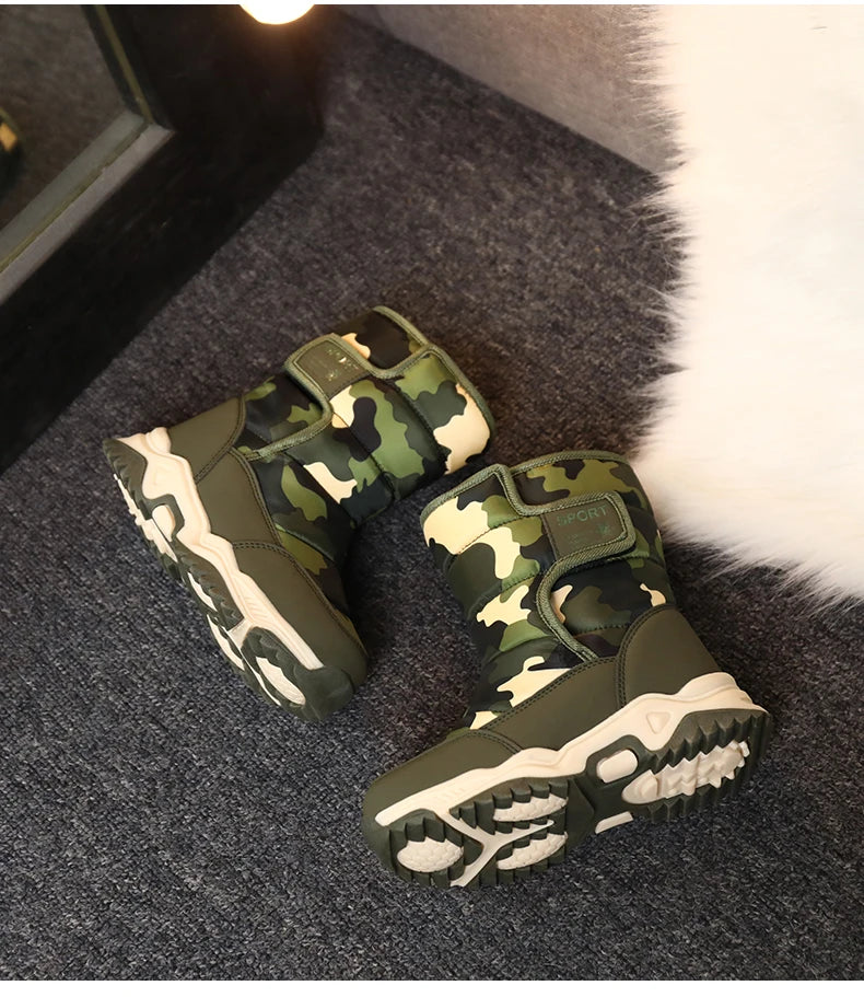 Load image into Gallery viewer, Hot Camouflage Children Snow Boots Hig Top Velvet and Thicken Kids Boot Girl Boys  Anti-slip Wear-resistant Shoe Child Snow Boot
