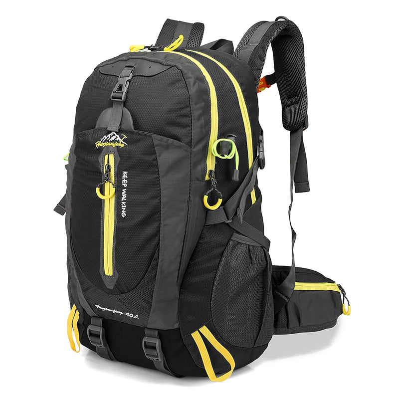 Load image into Gallery viewer, Green and gray backpack with yellow accents on a white background
