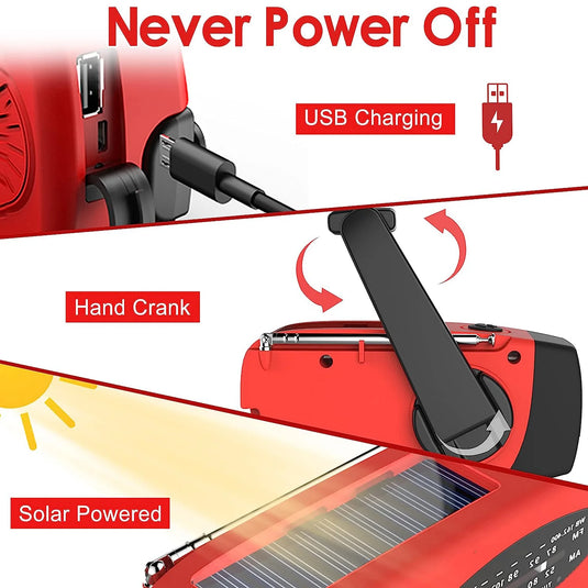 Solar Hand Crank Emergency Radio & Flashlight | 2000mAh AM/FM/NOAA Weather Radio | Camping Light