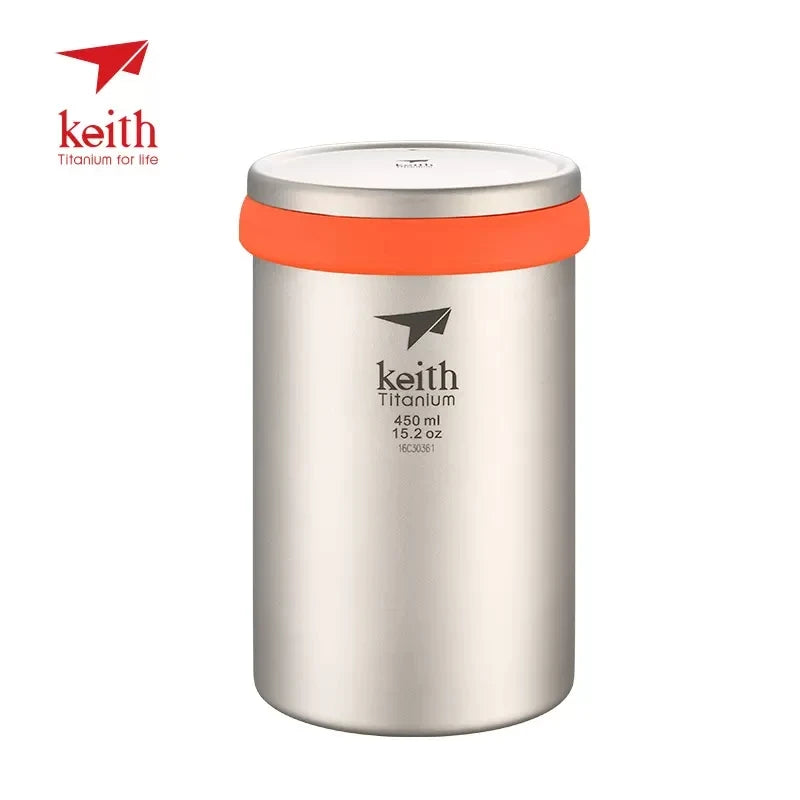 Load image into Gallery viewer, Titanium Double Wall Mug with Tea Infuser | 450ml Camping Tea Coffee Maker | Titanium Strainer Cup
