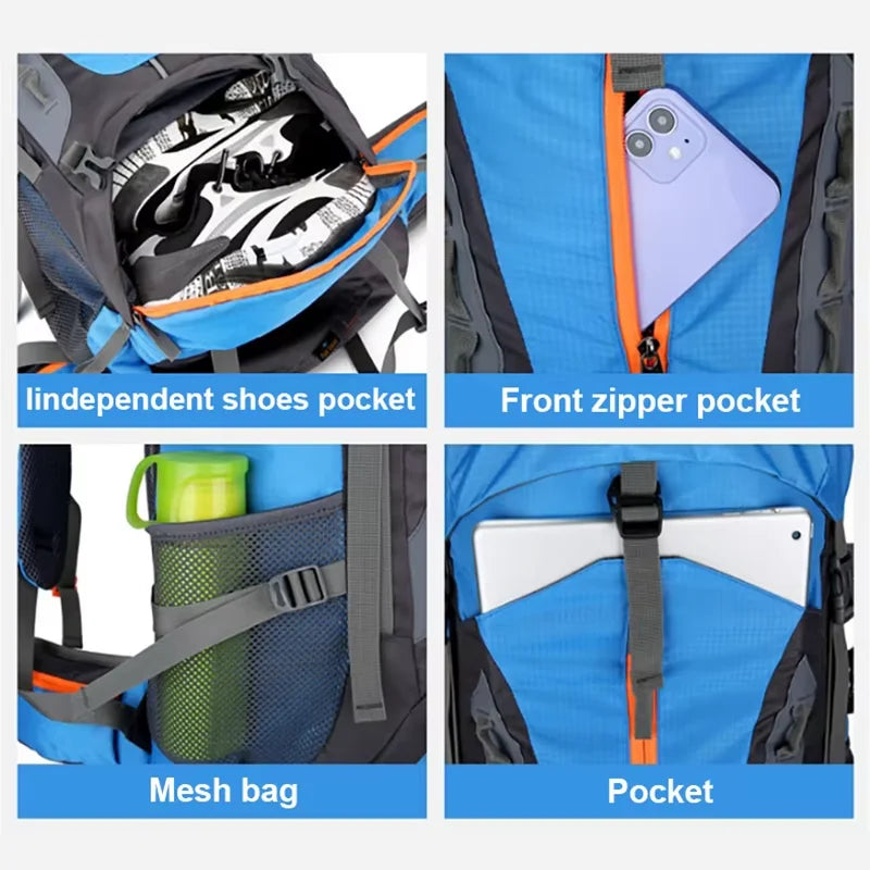 Load image into Gallery viewer, 70L Camping Backpack | Hiking Mountaineering Rucksack | Large Travel Pack with Rain Cover
