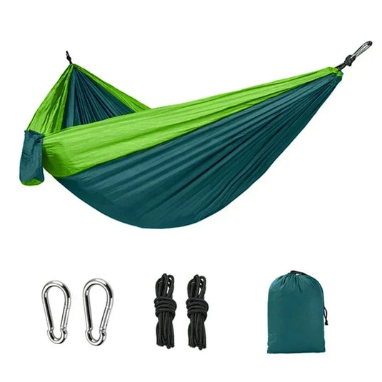 Ultra-Light Double Camping Hammock – Heavy-Duty Parachute Nylon, Portable & Anti-Roll Design