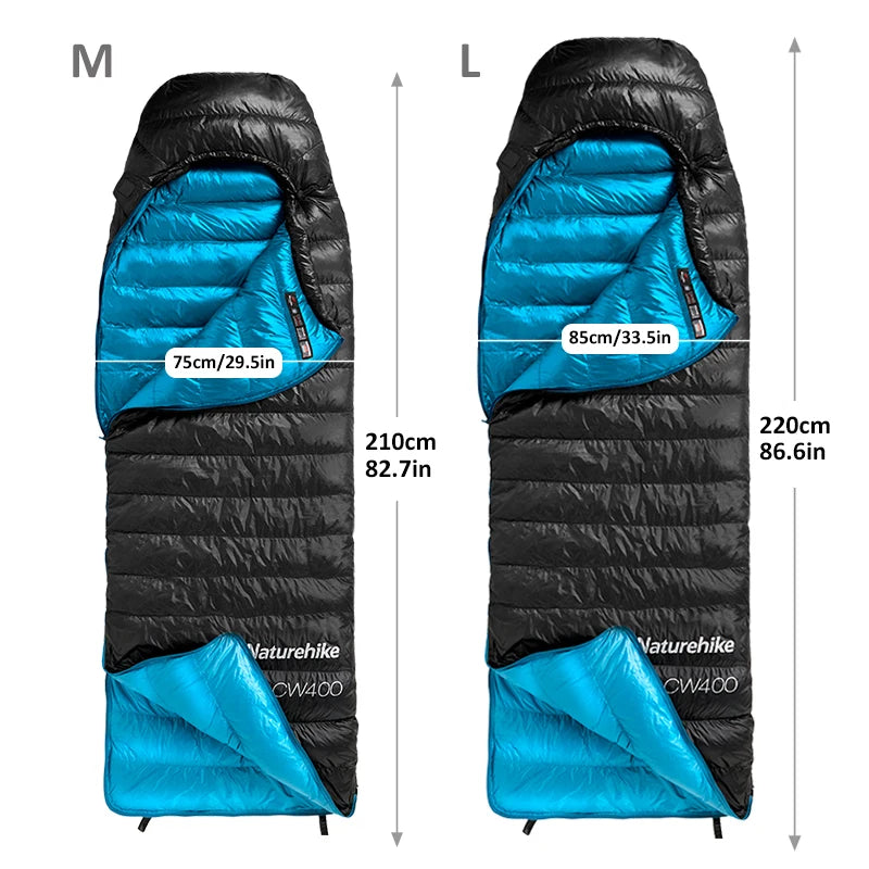 Load image into Gallery viewer, Naturehike CW400 Sleeping Bag Lightweight Duck Down Winter Thickened Warm Ultralight Outdoor Hiking Camping Travel Equipment
