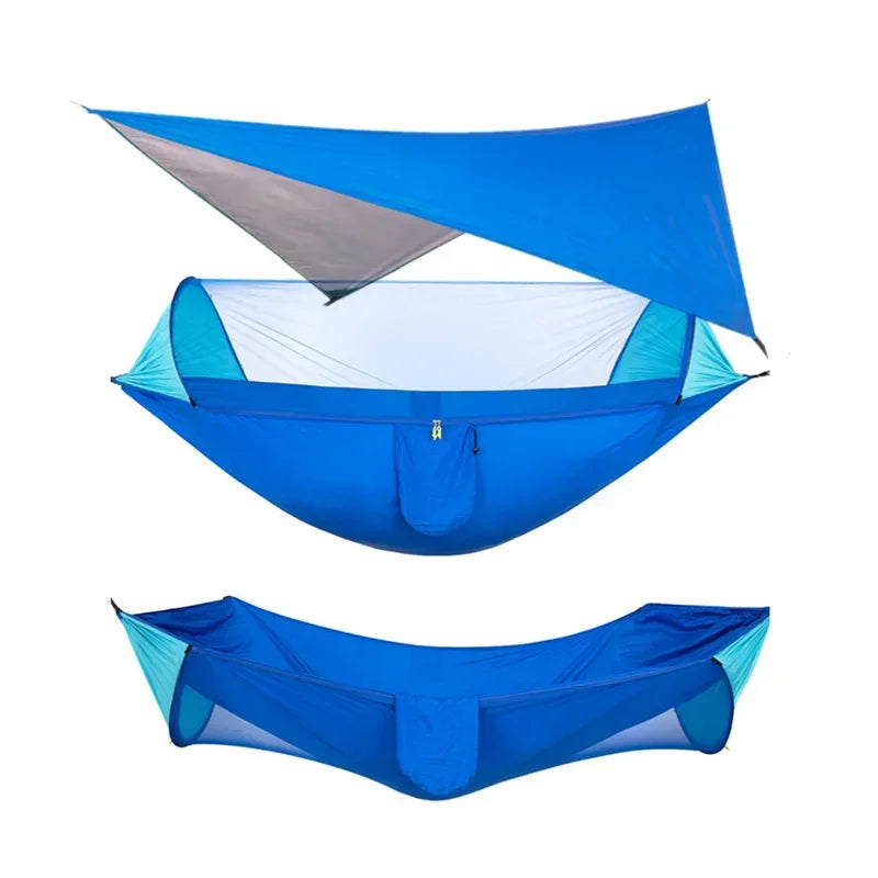 Load image into Gallery viewer, Camping Hammock with Mosquito Net and Rain Fly – 2-Person Portable Outdoor Hammock for Backpacking, Travel, Survival
