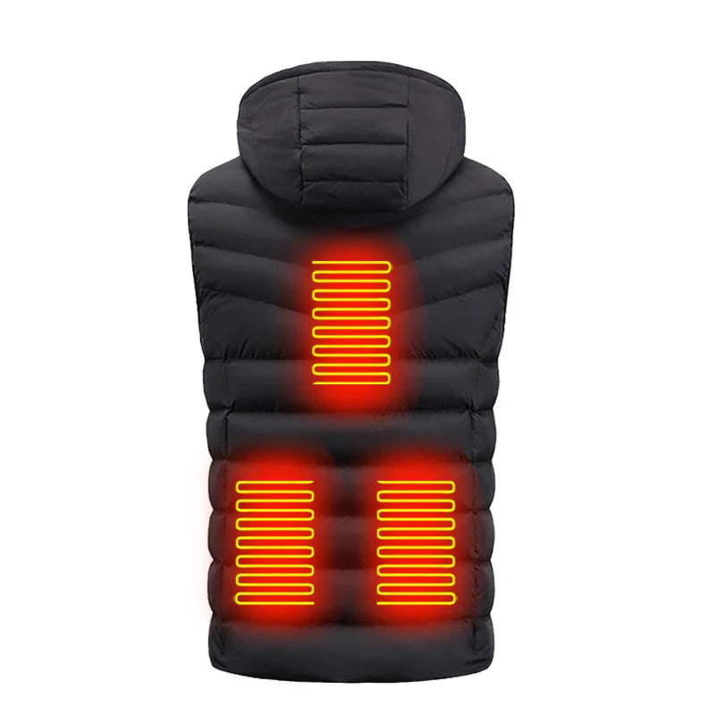 Load image into Gallery viewer, 5 Ereas Heated Vest Hooded vest Heating Vest Thermal Clothing  Men Women Usb Heated Jacket Hunting Winter Fashion Heat Jacket
