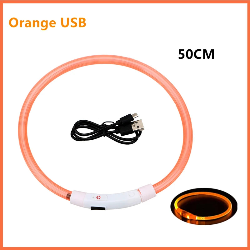 Load image into Gallery viewer, USB Rechargeable LED Dog Collar Adjustable Glowing Safety Collar for Night Walks

