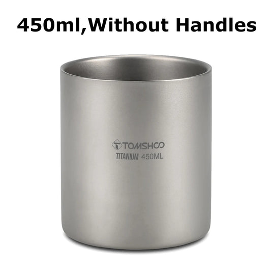 Double Wall Titanium Camp Cup | 220ml–600ml Insulated Coffee Tea Mug | Outdoor Hiking Backpacking