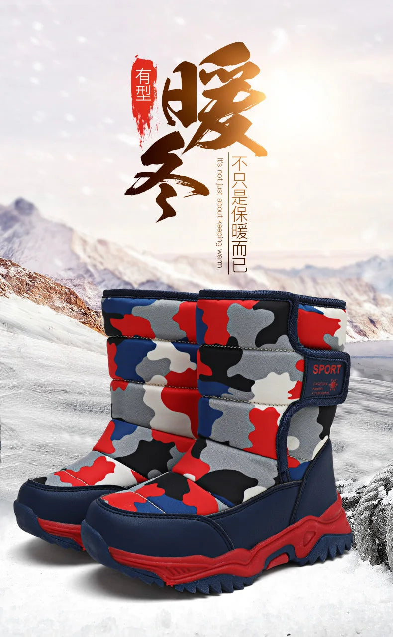 Load image into Gallery viewer, Hot Camouflage Children Snow Boots Hig Top Velvet and Thicken Kids Boot Girl Boys  Anti-slip Wear-resistant Shoe Child Snow Boot
