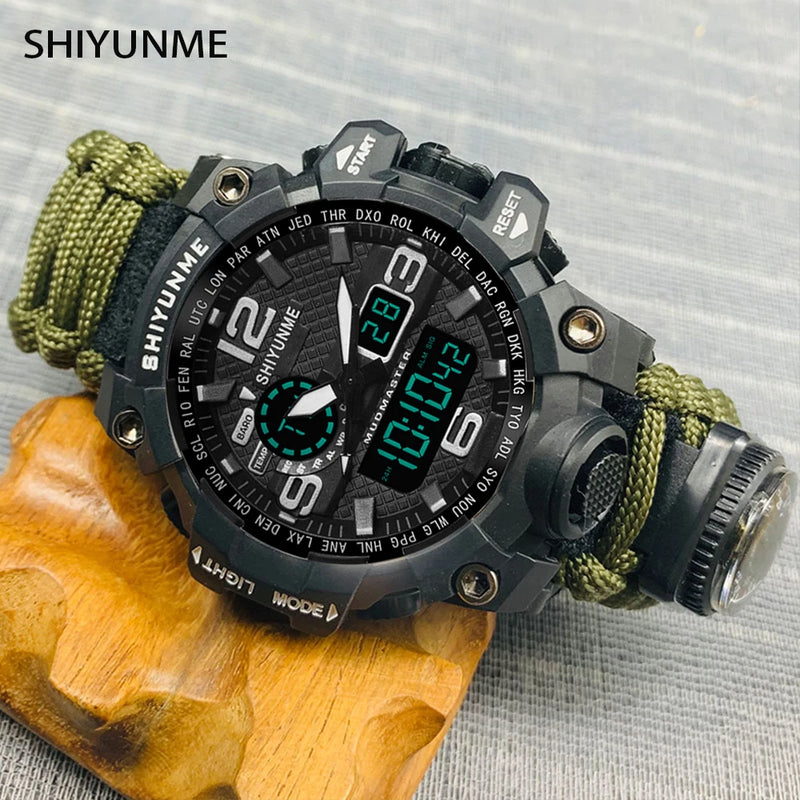 Load image into Gallery viewer, Outdoor Survival Watch Multifunctional Waterproof Military Tactical Paracord Watch Bracelet Camping Hiking Emergency Gear
