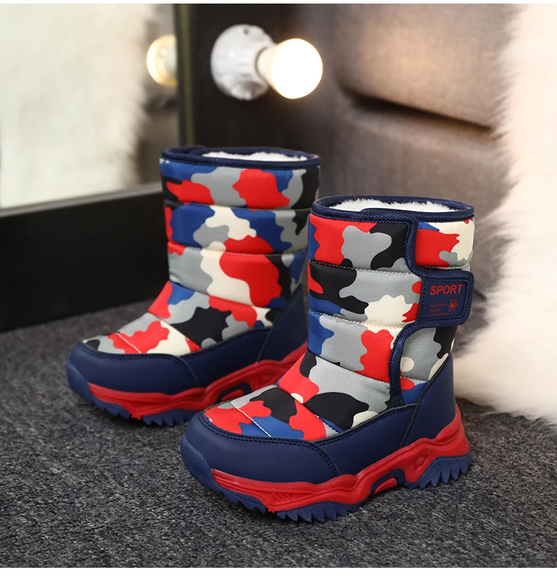 Load image into Gallery viewer, Hot Camouflage Children Snow Boots Hig Top Velvet and Thicken Kids Boot Girl Boys  Anti-slip Wear-resistant Shoe Child Snow Boot
