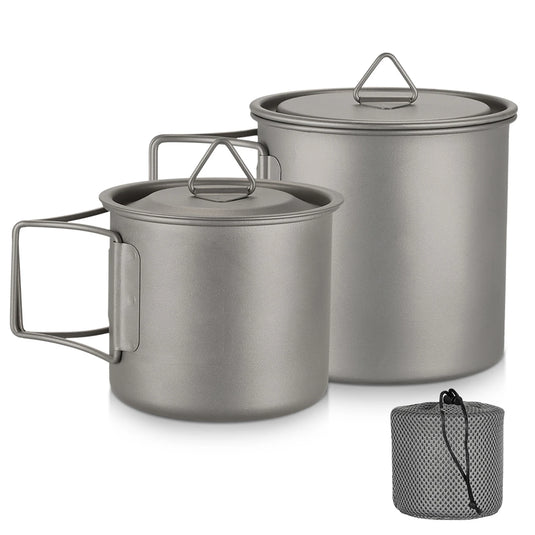 Ultralight Titanium Camp Mug | 300ml–750ml Foldable Handle Cup | Outdoor Camping Picnic Drinkware